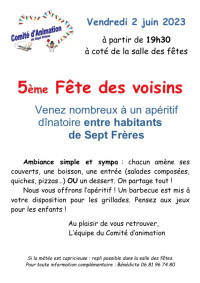 5ème fête des voisins de Sept-Frères