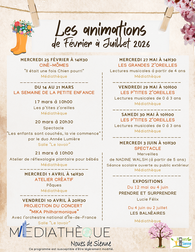 Programme danimations fév juillet 2026 com
